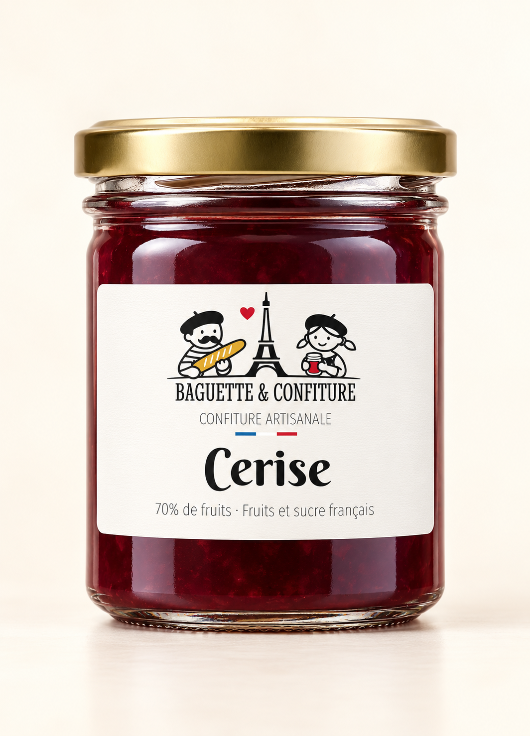 Confiture artisanale Cerise 70% de Fruits | Baguette & Confiture