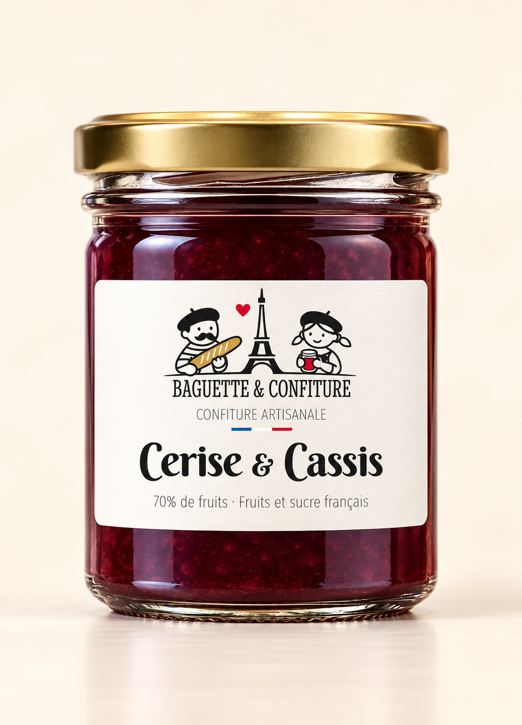 Confiture artisanale Cerise & Cassis 70% de Fruits | Baguette & Confiture