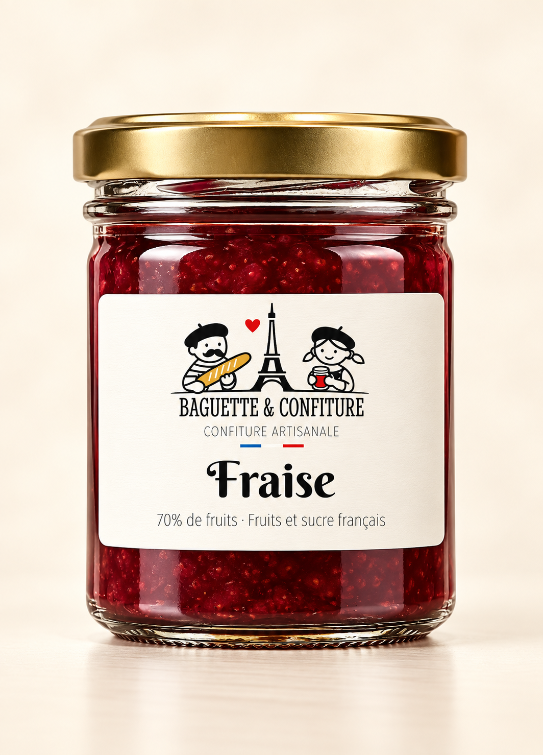 Confiture artisanale Fraise 70% de Fruits | Baguette & Confiture
