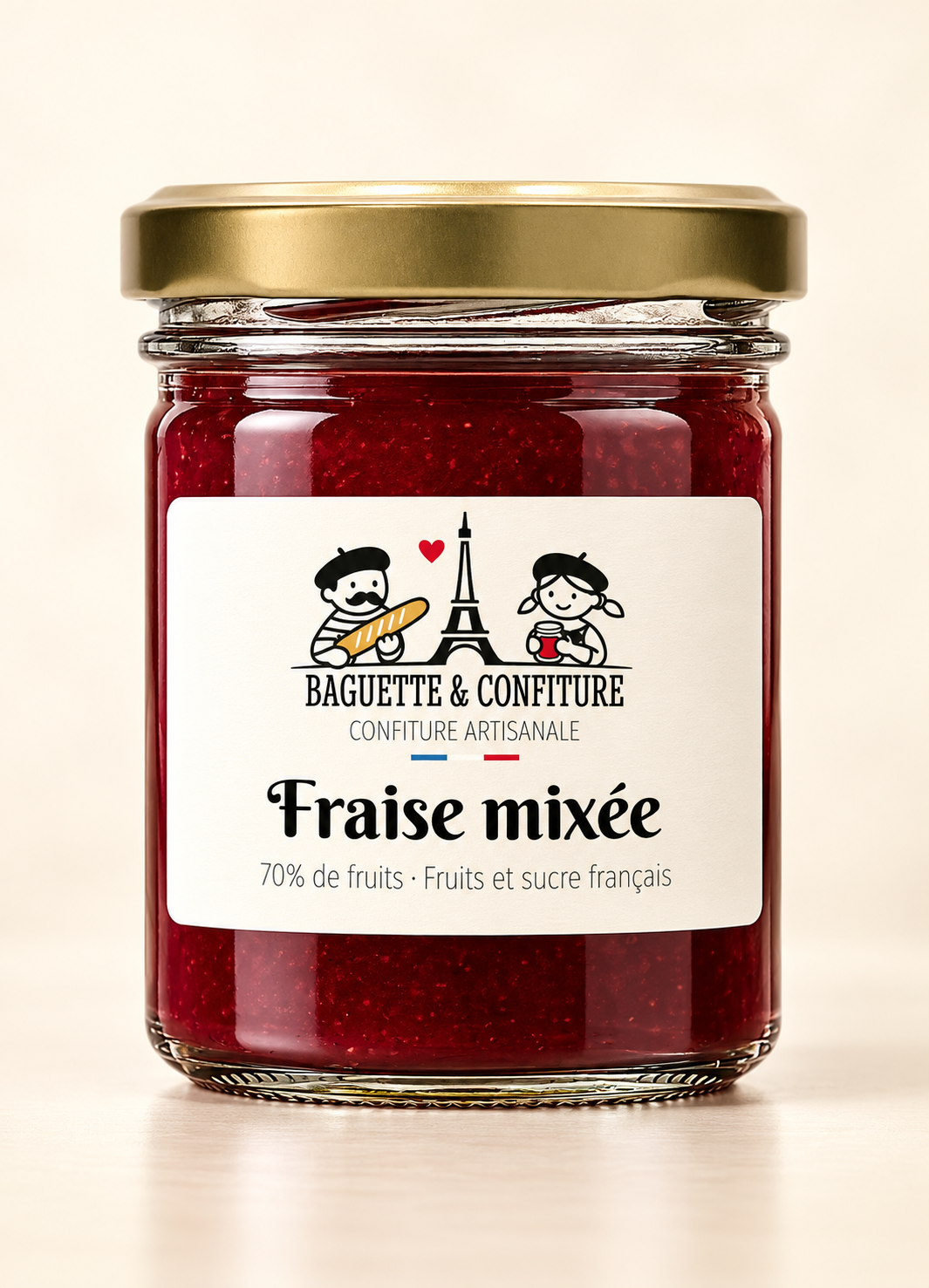Confiture artisanale Fraise mixée 70% de Fruits | Baguette & Confiture