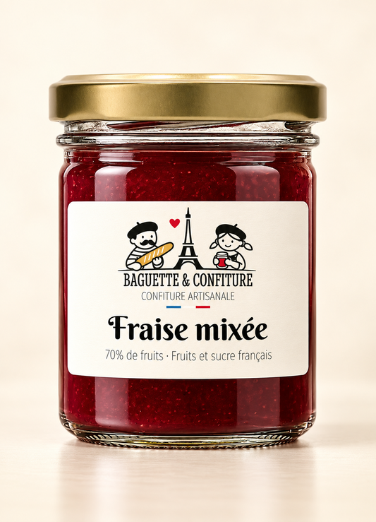 Confiture artisanale Fraise mixée 70% de Fruits | Baguette & Confiture