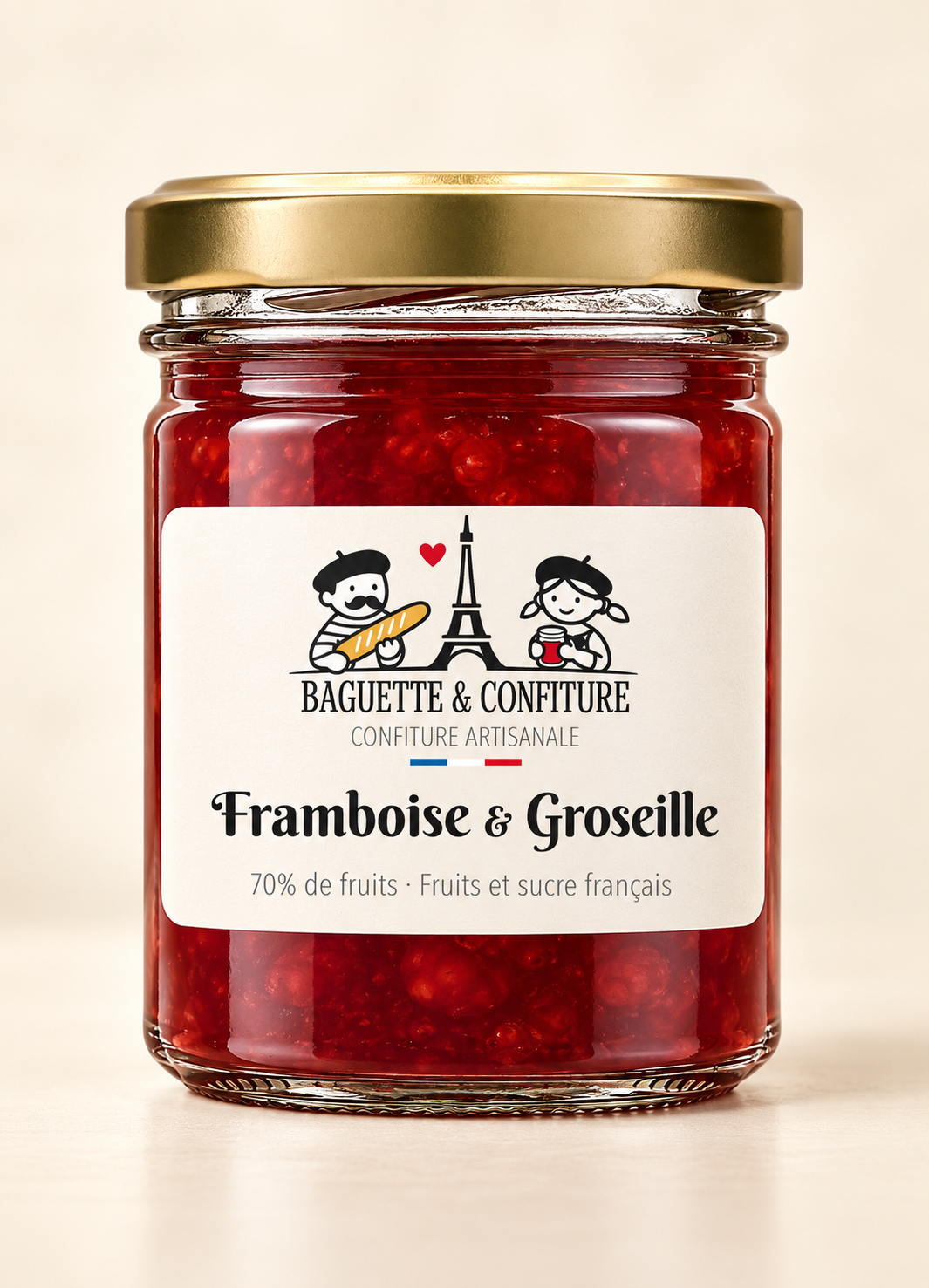 Confiture artisanale Framboise & Groseille 70% de Fruits | Baguette & Confiture