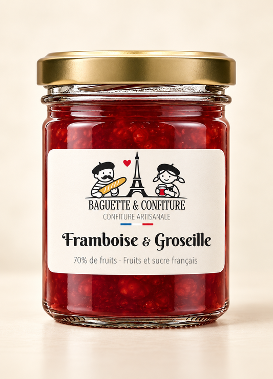 Confiture artisanale Framboise & Groseille 70% de Fruits | Baguette & Confiture